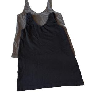 Rhonda Shear Women's XL/1X 2-pack Seamless Butter Knit Tank Top Gray/Black